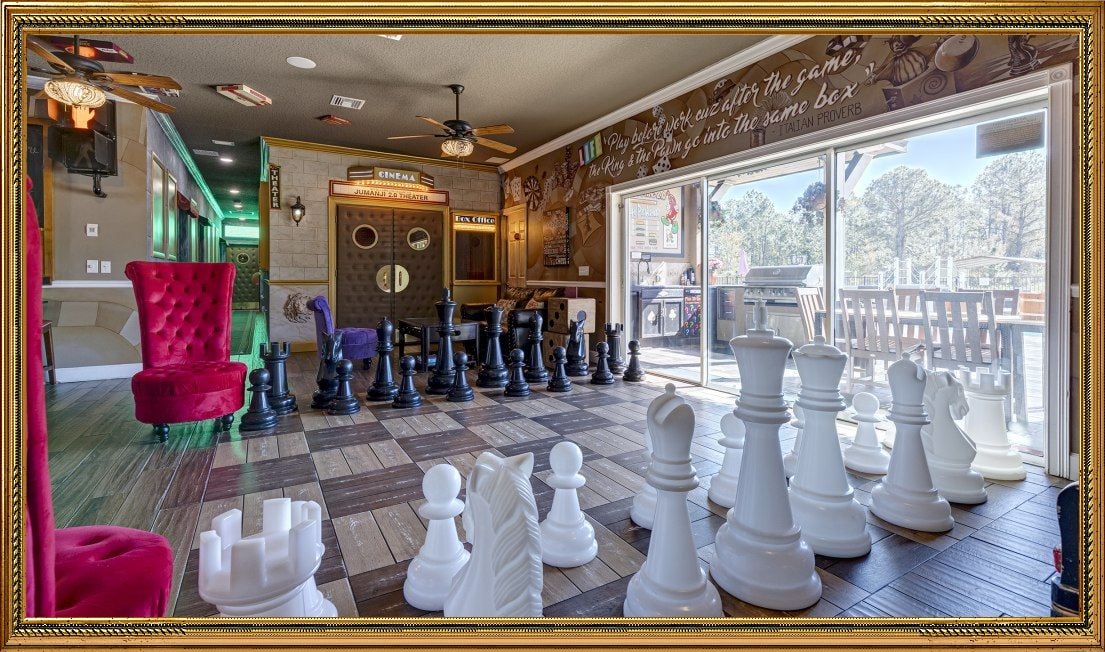 Chessboard floor at vacation rental home in the Disney and Orlando area