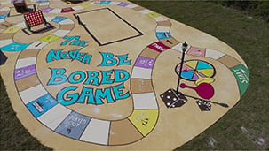 Giant outdoor concrete board game at Florida rental house for vacations and family reunions