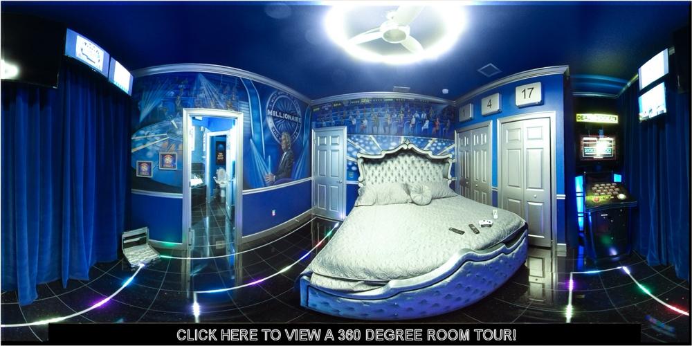 photo of bedroom featuring Deal or No Deal, Wheel of Fortune, and Who Wants to be a Millionaire game show fun